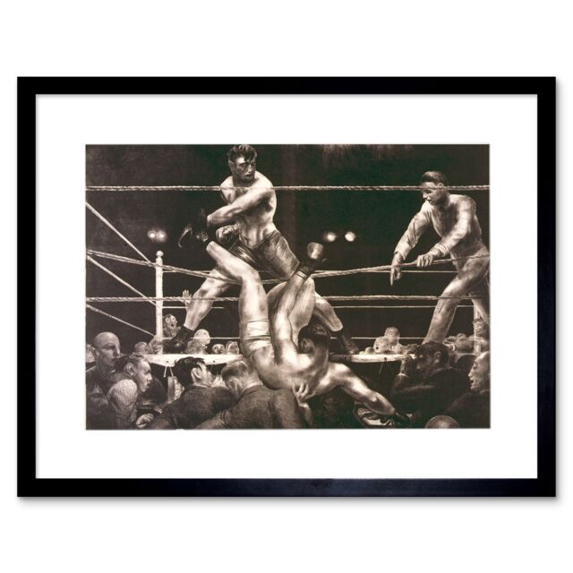 Artery8 Sport Boxing Ring Knockout Jack Dempsey Versus Luis Firpo Polo Grounds New York Framed Wall Art Print Picture 12X16 inch in Black - image 1