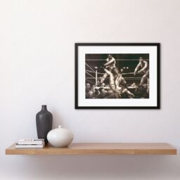 Artery8 Sport Boxing Ring Knockout Jack Dempsey Versus Luis Firpo Polo Grounds New York Framed Wall Art Print Picture 12X16 inch in Black - thumbnail 2