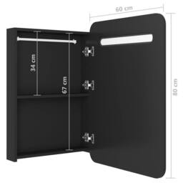 Berkfield Home LED Bathroom Mirror Cabinet Black 60x11x80 cm - Size: 60 x 11 x 80 cm - thumbnail 7