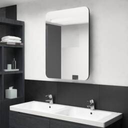 Berkfield Home LED Bathroom Mirror Cabinet Black 60x11x80 cm - Size: 60 x 11 x 80 cm - thumbnail 2