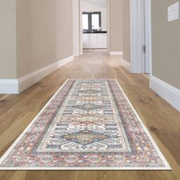 The Rug Shop UK Blue Bordered Floral 7mm Thick Stain-Resistant Traditional Rug - Size: 120 cm x 170 cm - thumbnail 1