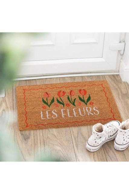 KDMD Natural Les Fleurs Tulip Doormat - Welcome Garden & Floral Decor in Brown - Size: Medium - image 1