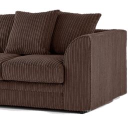Furnishings For Less UK Luxor Jumbo Cord 3 + 1 + 1 Fabric 3 Piece Sofa Suite - Scatter Back in Chocolate - thumbnail 2