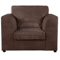 Furnishings For Less UK Luxor Jumbo Cord 3 + 1 + 1 Fabric 3 Piece Sofa Suite - Scatter Back in Chocolate - thumbnail 4