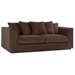 Furnishings For Less UK Luxor Jumbo Cord 3 + 1 + 1 Fabric 3 Piece Sofa Suite - Scatter Back in Chocolate - thumbnail 3