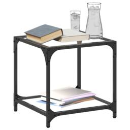 Berkfield Home Coffee Table with Transparent Glass Top 40x40x40 cm Steel in Black - Size: 40 x 40 x 40 cm - thumbnail 3