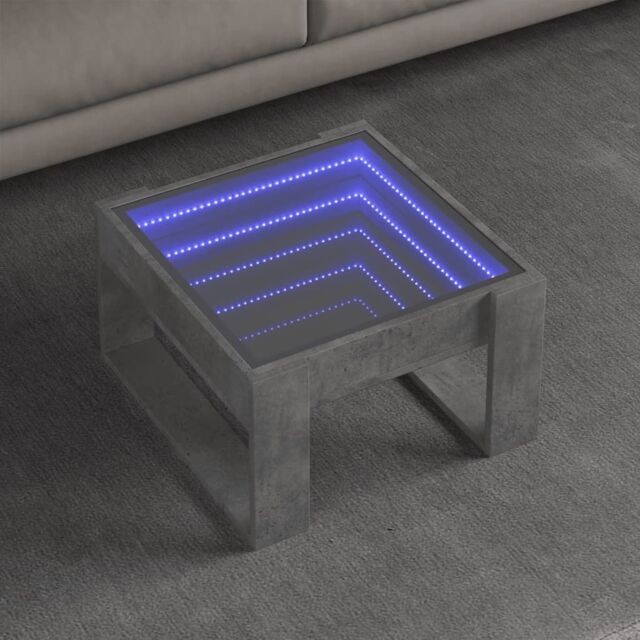 Berkfield Home Coffee Table with Infinity LED Concrete Grey 50x53x30 cm - Size: 50 x 53 x 30 cm - image 1