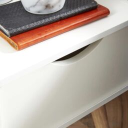 Home Source Bedside Cabinet 1 Drawer Bedroom Side Table for Storage Wooden Legs in White - thumbnail 7