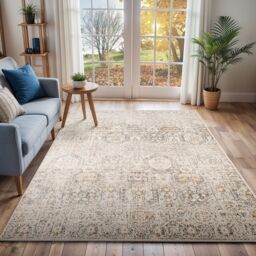 Livabliss Indigo-Vintage Grey Beige Off-White Black Traditional Boho Living Rug in Tan - Size: 160 cm x 220 cm - thumbnail 9