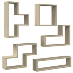 Berkfield Home Wall Shelf Sonoma Oak 96x12x64 cm Engineered Wood in Light Tan - Size: 96 x 12 x 64 cm - thumbnail 6