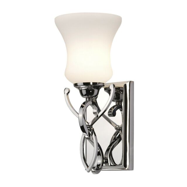 Loops IP44 Wall Light Forged Scroll Design Etched Glass Polished Chrome LED G9 3.5W in Clear