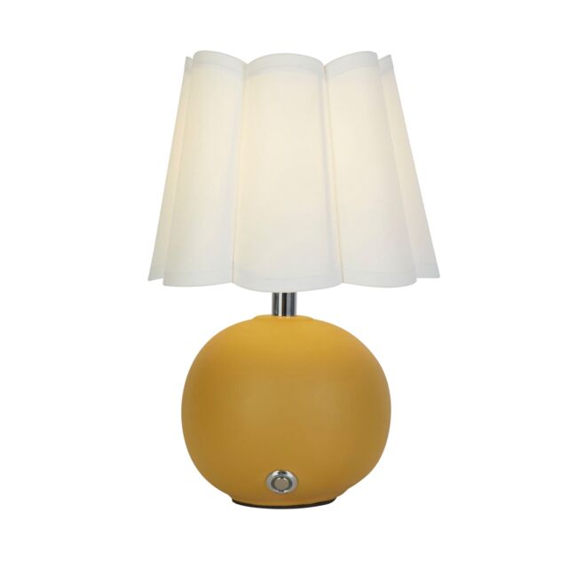Lighting Collection Rechargeable Ochre Ceramic Table Lamp in Yellow - image 1