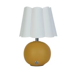 Lighting Collection Rechargeable Ochre Ceramic Table Lamp in Yellow - thumbnail 3