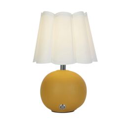 Lighting Collection Rechargeable Ochre Ceramic Table Lamp in Yellow