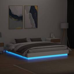 Berkfield Home Durable Bed Frame with LED without Mattress White 180x200 cm Supe - Size: Super King - thumbnail 4