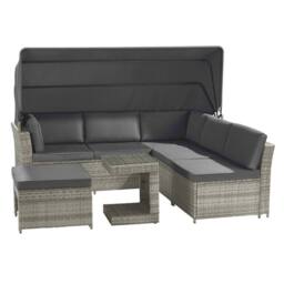 NESTLUNE Garden Gear Rattan Daybed With Canopy Outdoor Patio in Grey - Size: 100 cm x 15 cm - thumbnail 5