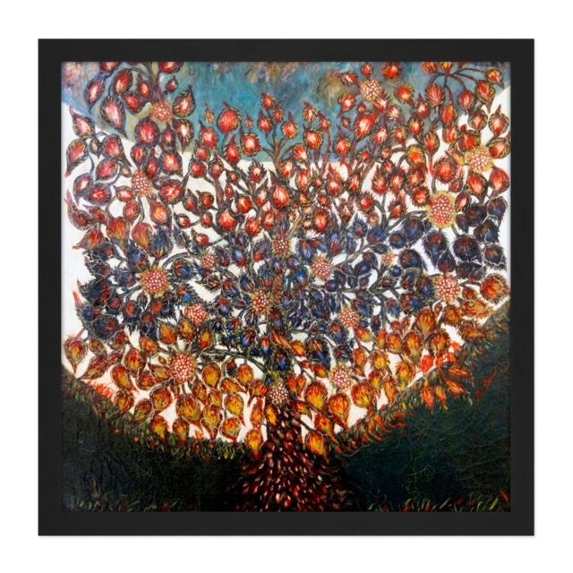 "Artery8 Wall Art Print Louis Seraphine Senlis Tree Of Life Painting Square Framed Picture 16X16 Inch in Black - Size: W16"" x H16""" - image 1