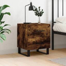 Berkfield Home Modern Bedside Cabinet Smoked Oak 40x35x47.5 cm Engineered Wood in Brown - thumbnail 2
