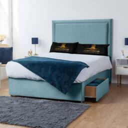 UK Bed Furniture Ascot Divan Bed Base with 26 Inch Headboard - No Storage in Light Blue - Size: King - thumbnail 2