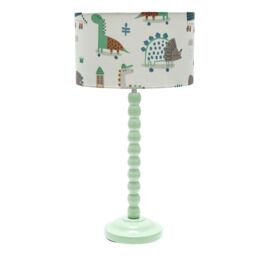 ValueLights Bobbins Sage Green Table Lamp with Cartoon Dino Drum Lamp Shade - thumbnail 2