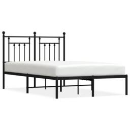 Berkfield Home Metal Bed Frame with Headboard Black 120x200 cm - Size: Small Double
