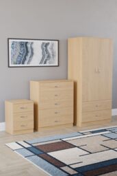 Home Discount Vida Designs Riano 3Pc Bedroom Set - 3 Drawer Bedside & 5 Drawer Chest in Brown - thumbnail 1