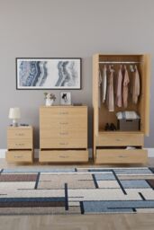 Home Discount Vida Designs Riano 3Pc Bedroom Set - 3 Drawer Bedside & 5 Drawer Chest in Brown - thumbnail 3
