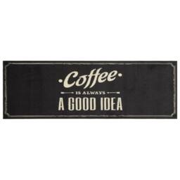 Berkfield Home Kitchen Rug Washable Coffee Text 60x180 cm Velvet in Black - thumbnail 1