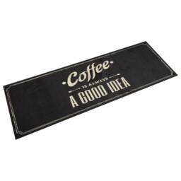 Berkfield Home Kitchen Rug Washable Coffee Text 60x180 cm Velvet in Black - thumbnail 2