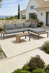 More4Homes Tampa Garden Corner Sofa Outdoor Sofa Set with Table in Grey - thumbnail 1