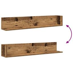Berkfield Home Decorative Wall Shelves 2 pcs Old Wood 100x16.5x16.5 cm Engineere in Brown - thumbnail 8
