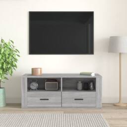 Berkfield Home TV Cabinet Grey Sonoma 100x35x40 cm Engineered Wood - Size: 100 x 35 x 40 cm - thumbnail 1