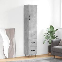 Berkfield Home Highboard Concrete Grey 34.5x34x180 cm Engineered Wood - thumbnail 2