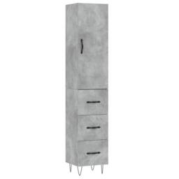 Berkfield Home Highboard Concrete Grey 34.5x34x180 cm Engineered Wood - thumbnail 3