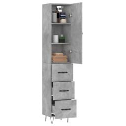 Berkfield Home Highboard Concrete Grey 34.5x34x180 cm Engineered Wood - thumbnail 1
