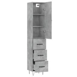 Berkfield Home Highboard Concrete Grey 34.5x34x180 cm Engineered Wood - thumbnail 4
