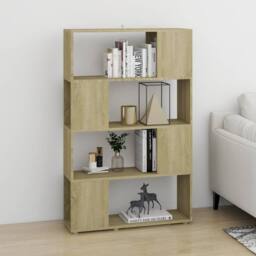 Berkfield Home Book Cabinet Room Divider Sonoma Oak 80x24x124.5 cm Engineered Wood in Light Brown - thumbnail 3