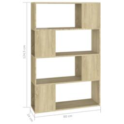 Berkfield Home Book Cabinet Room Divider Sonoma Oak 80x24x124.5 cm Engineered Wood in Light Brown - thumbnail 7