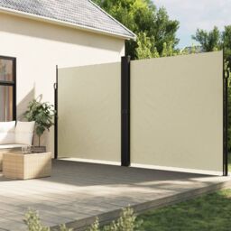 Berkfield Home Retractable Side Awning Cream 220x1000 cm - thumbnail 1
