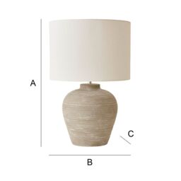 ValueLights Reid Linen Drum Lamp Shade Textured Ribbed Ceramic Table Lamp with LED Bulb in Grey - Size: Small - thumbnail 8
