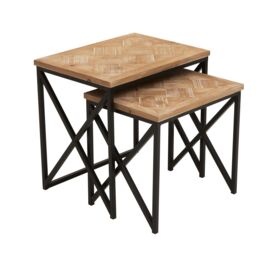 Orsina Stable Set Of Two Side Tables, Stylish Kitchen Side Table For Breakfast, Robust Table For Livingroom in Natural - thumbnail 1