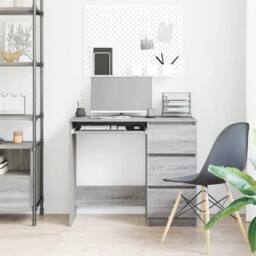 Berkfield Home Elegant Desk Grey Sonoma 90x45x76 cm Engineered Wood - Size: 90 x 45 x 76 cm - thumbnail 1