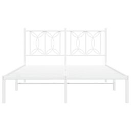 Berkfield Home Metal Bed Frame without Mattress with Headboard White 140x190cm - Size: 140x190 cm - thumbnail 4