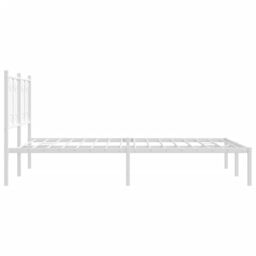 Berkfield Home Metal Bed Frame without Mattress with Headboard White 140x190cm - Size: 140x190 cm - thumbnail 5