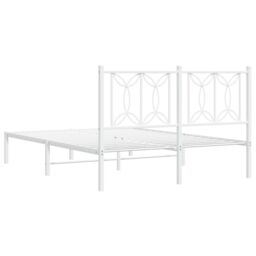 Berkfield Home Metal Bed Frame without Mattress with Headboard White 140x190cm - Size: 140x190 cm - thumbnail 6