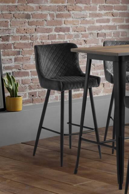Julian Bowen Luxe Diamond Quilted Upholstered Bar Stool in Grey - image 1