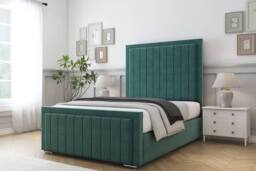 "Sloomy Pemberton Plush Deep-Sided Bed Frame With 50"" Upholstered Headboard in Emerald - Size: Small Single" - thumbnail 2