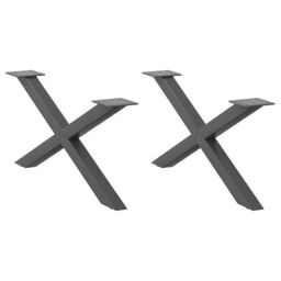 Berkfield Home Coffee Table Legs X-Shaped 2 pcs Anthracite 70x(30-31) cm Steel in Black - thumbnail 1