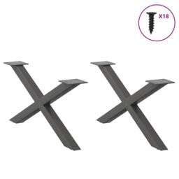 Berkfield Home Coffee Table Legs X-Shaped 2 pcs Anthracite 70x(30-31) cm Steel in Black - thumbnail 3