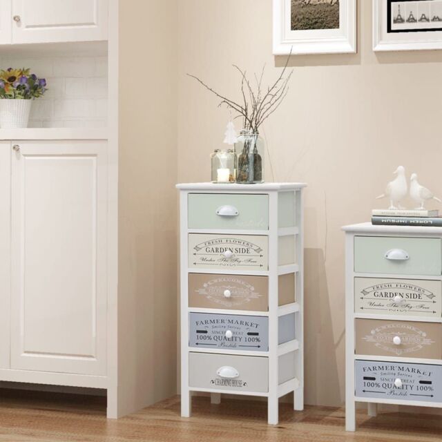 Berkfield Home French Storage Cabinet 5 Drawers Wood in White - image 1